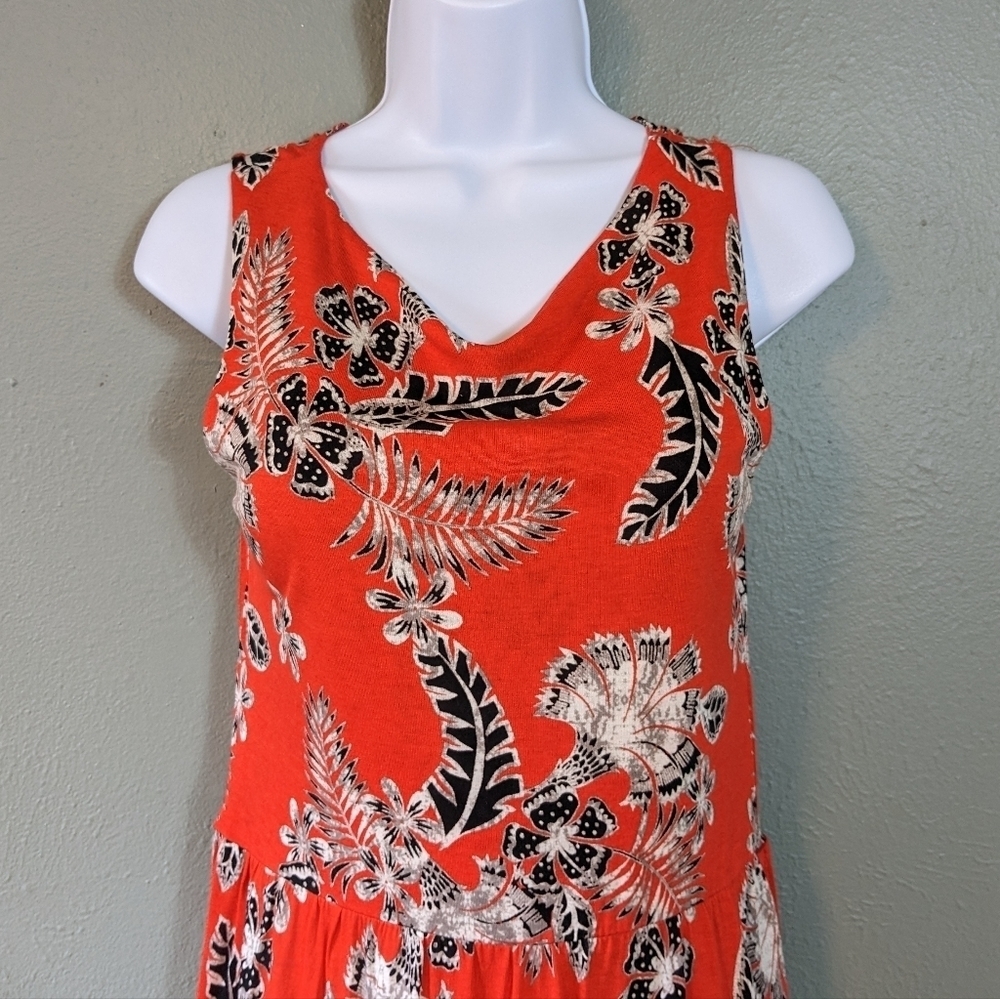 Joe Fresh Red Floral Midi Dress Size M - Picture 2 of 7